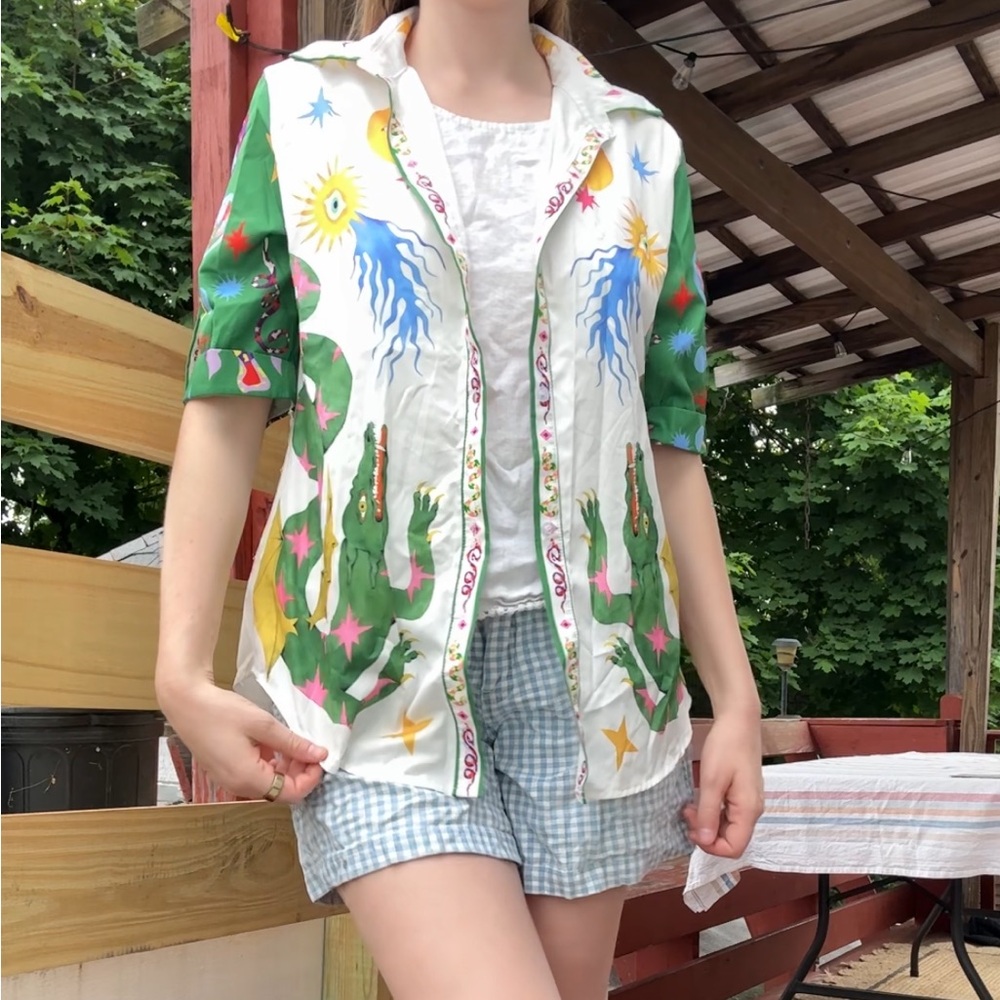 Colorful Graphic Button-Up Shirt